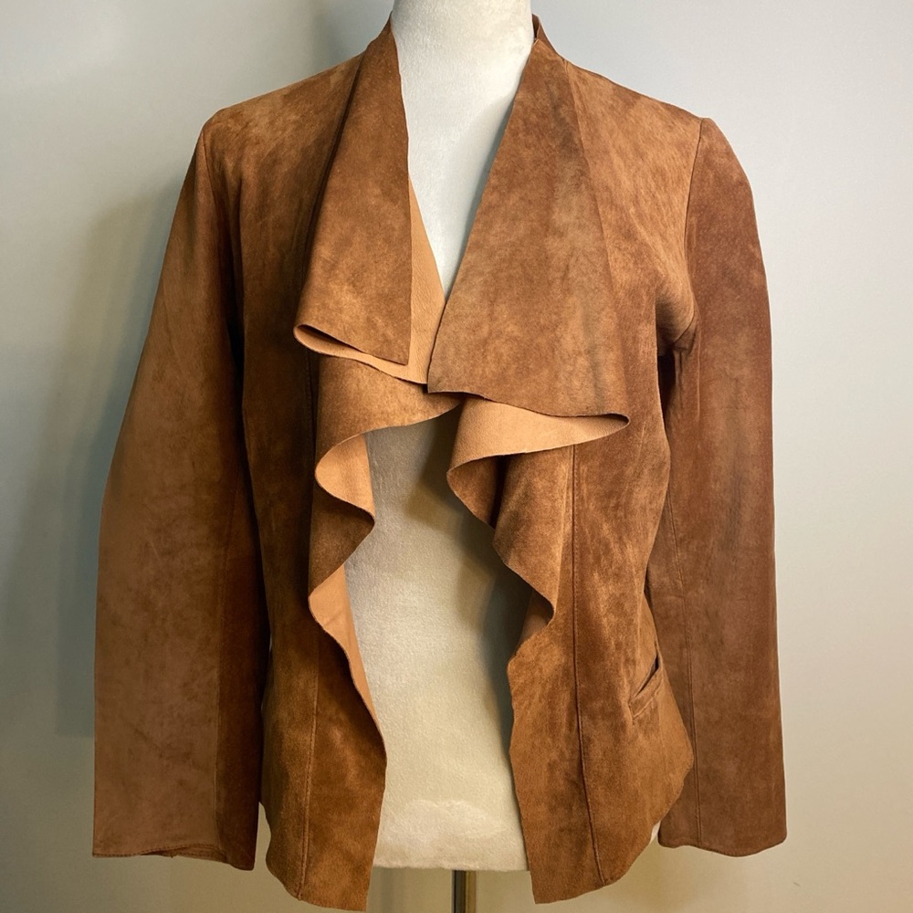 y2k style Brown suede ruffle jacket asymmetrical